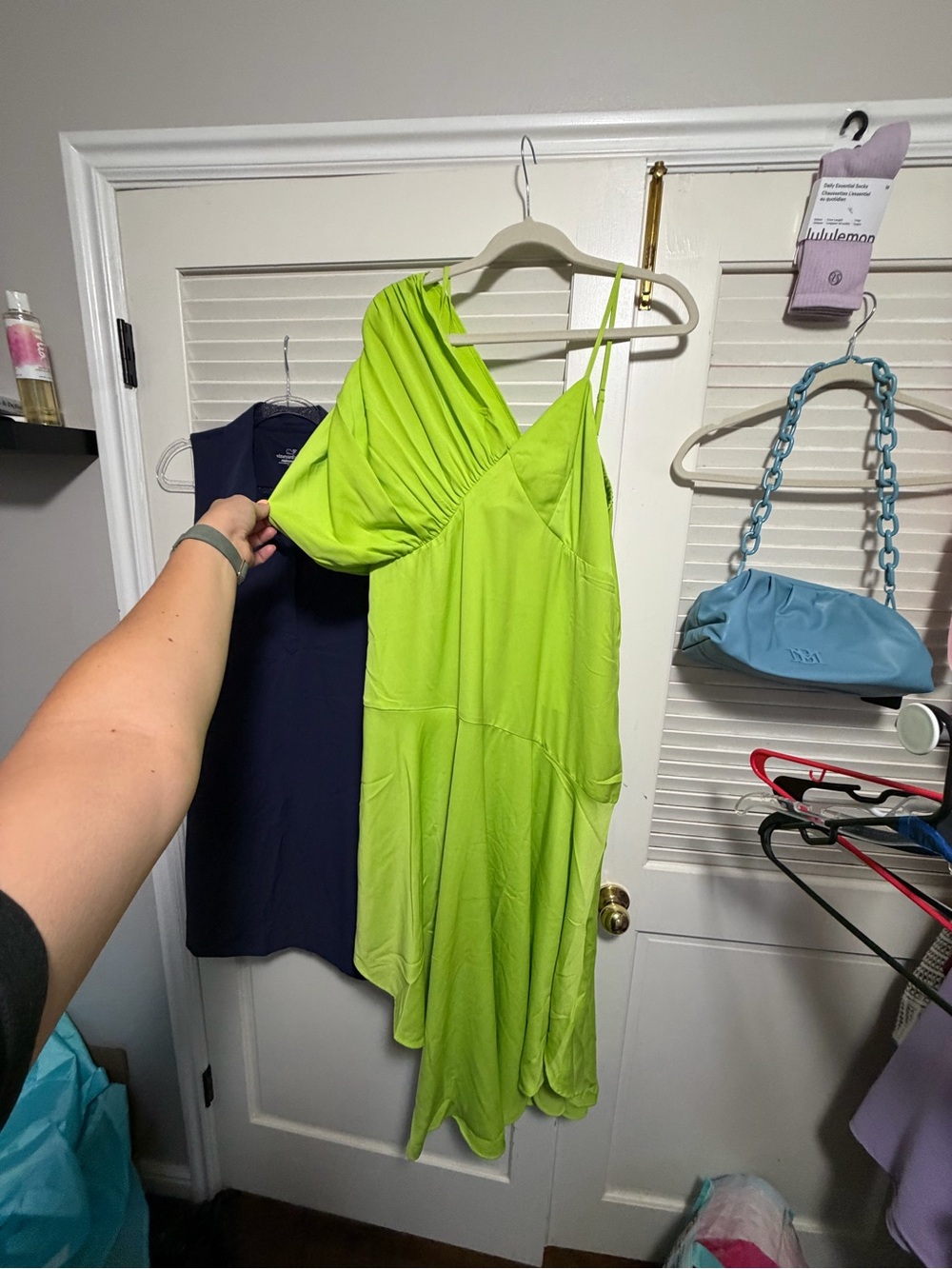 The Drop Women’s One-Shoulder Lime Green Dress